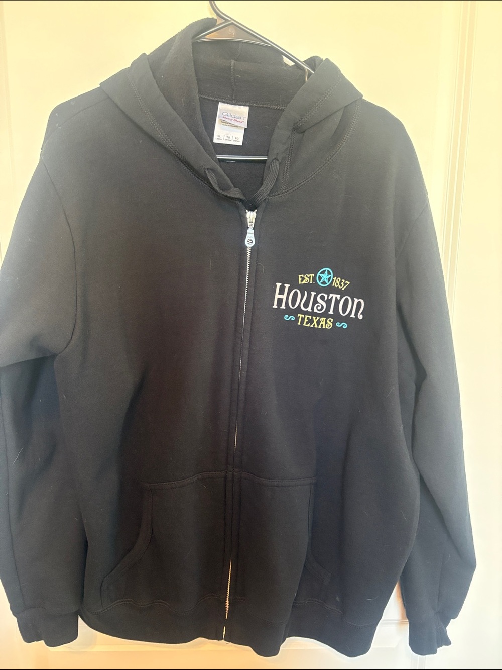 Gildan Black Houston Texas Zip-Up Hoodie